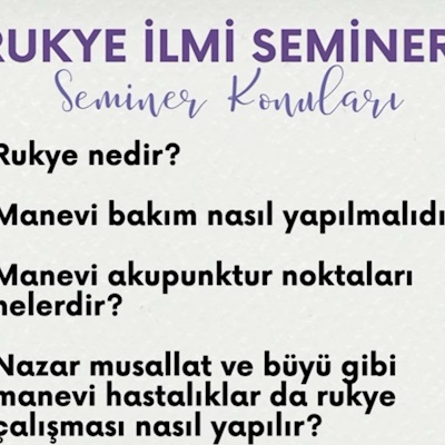 RUKYE İLMİ EĞİTMİ